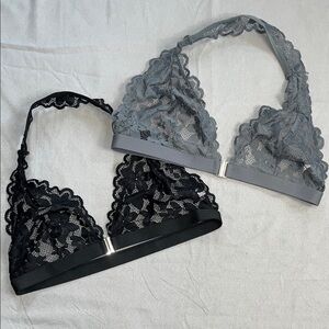 NWOT Elegant Lace Bralette Set - Black and Gray S